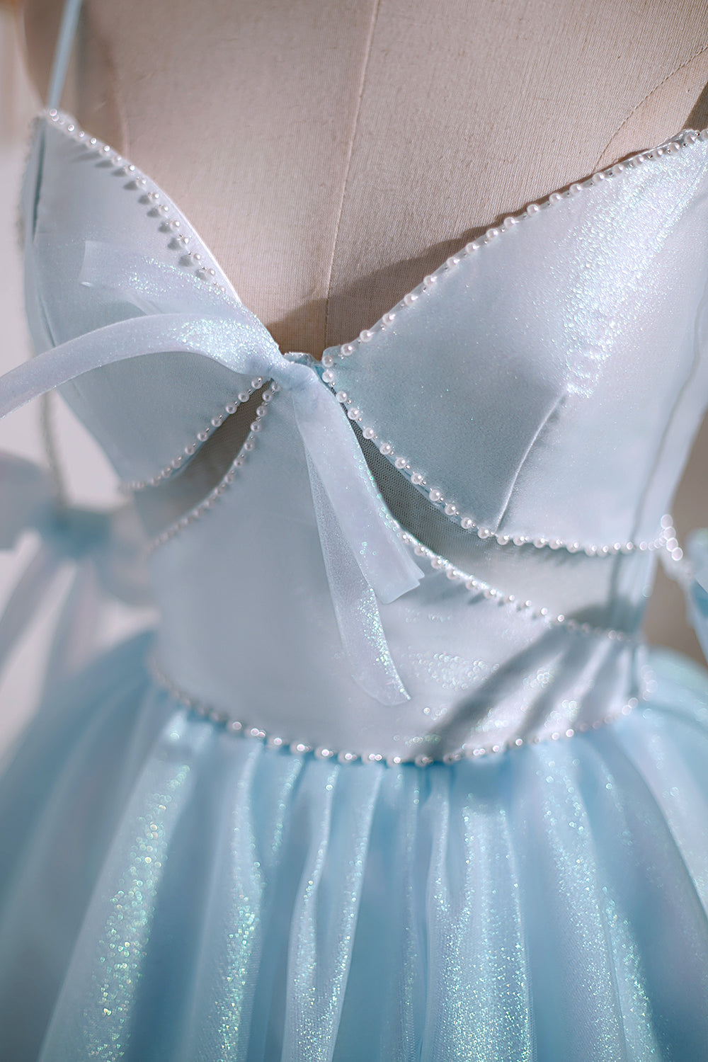 Short Mini Cute Sky Blue Spaghetti Straps Party Dress Disney  Homecoming Dress
