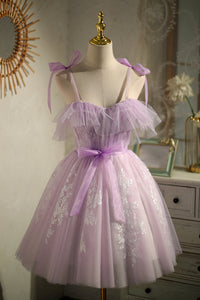 Fairy Short Mini Dress Lilac Birthday Party Dress Homecoming Dress With Appliques