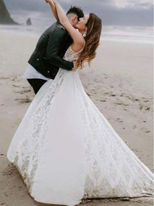 New Arrival Bohemian Spaghetti Straps Beach Wedding Dresses With Adjustable Drawstring B0010