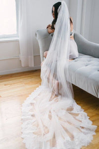 Cathedral Laced Edge Veil Beautiful Long Tulle Two-Tier Wedding Veils OV18