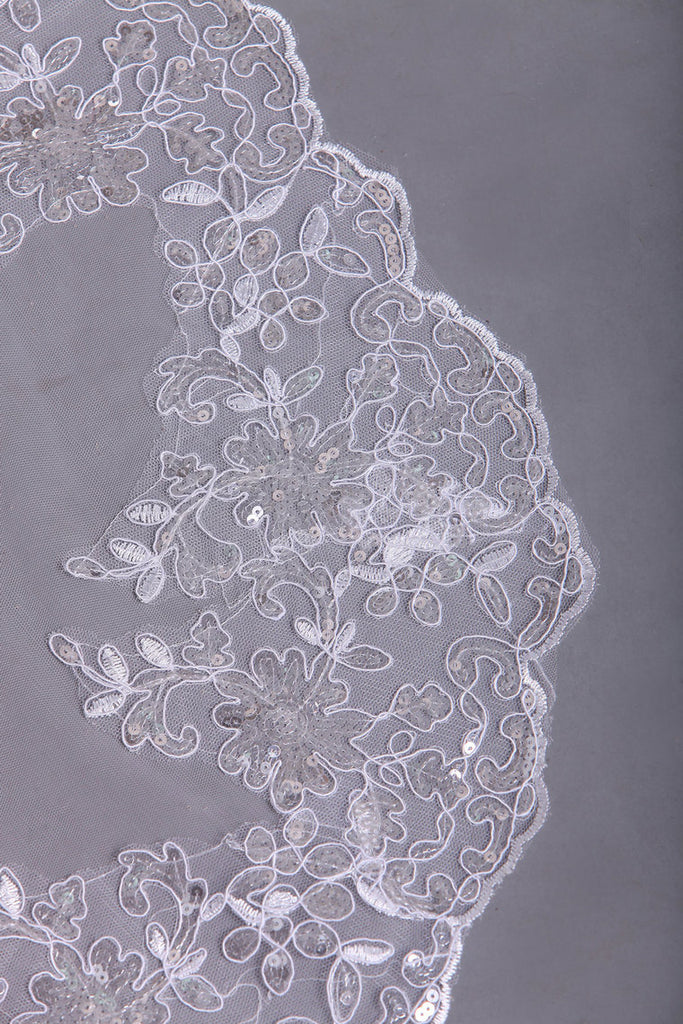Gorgeous One-tier 60 inch Wedding Veils With Sequins Applique OV17