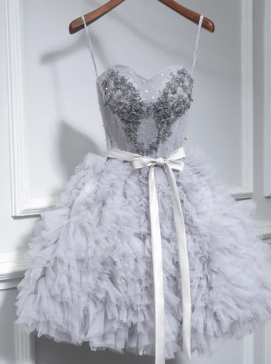 Buy Grey Cute Sweet 16 Gown Spaghetti-straps Beaded Short/Mini Party Dress OM134 Buy Grey Cute Sweet 16 Gown Spaghetti-straps Beaded Short/Mini Party Dress OM134