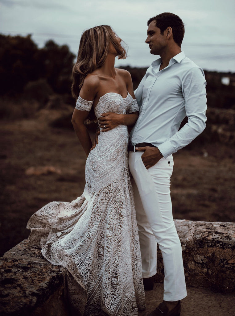 Buy Ivory Lace Country Wedding Dresses Sweetheart Beach Mermaid