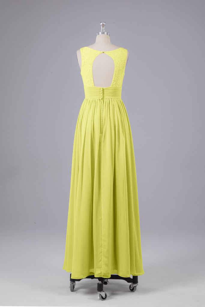 Vintage A-line V-neck Sleeveless Long Bridesmaid Dresses