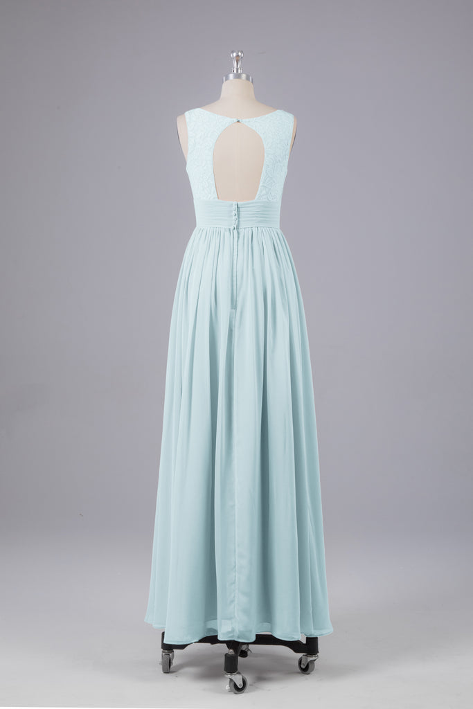 Vintage A-line V-neck Sleeveless Long Bridesmaid Dresses
