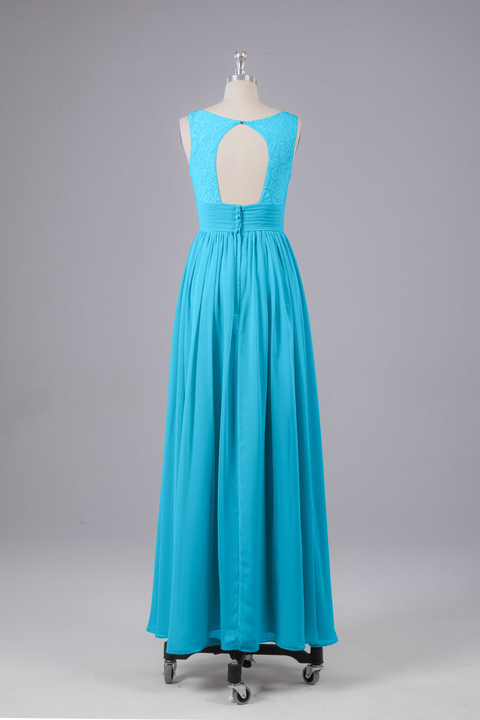 Vintage A-line V-neck Sleeveless Long Bridesmaid Dresses