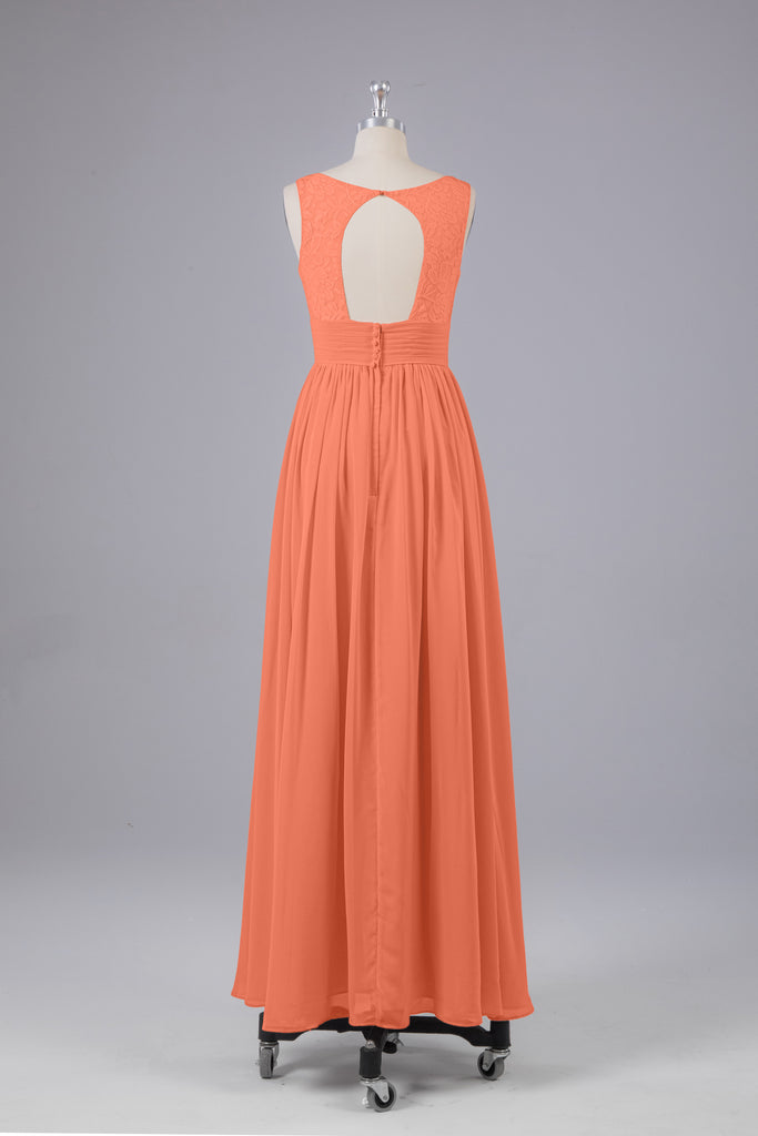 Vintage A-line V-neck Sleeveless Long Bridesmaid Dresses