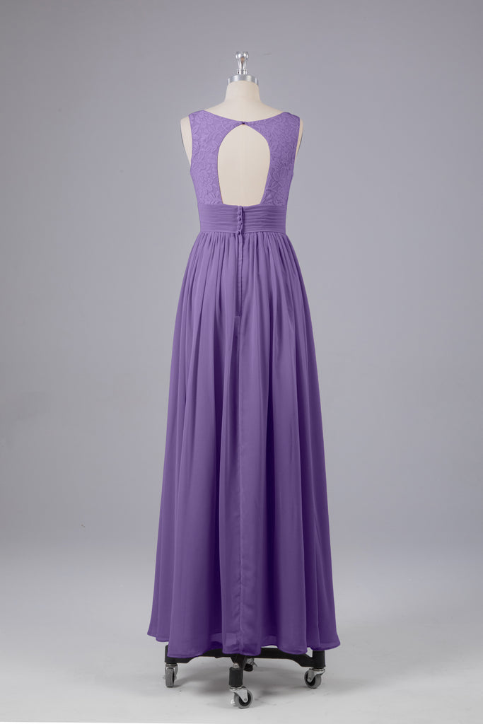 Vintage A-line V-neck Sleeveless Long Bridesmaid Dresses