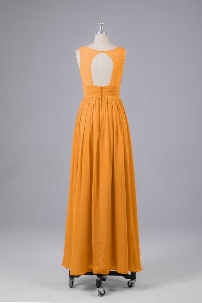 Vintage A-line V-neck Sleeveless Long Bridesmaid Dresses