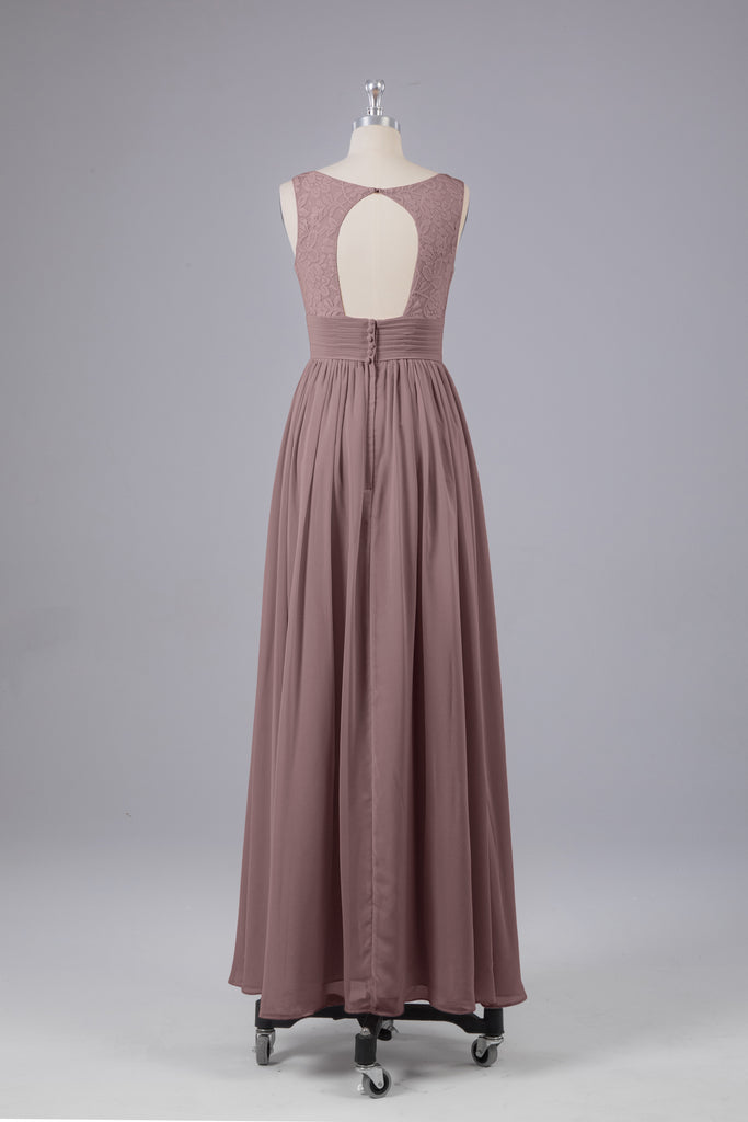Vintage A-line V-neck Sleeveless Long Bridesmaid Dresses