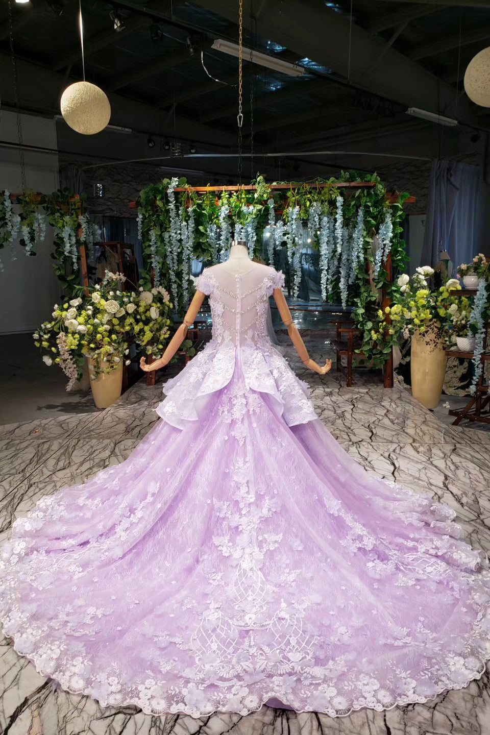 Lilac Quinceanera Dresses Ball Gown Vintage Wedding Dress With Appliques Beading PO326