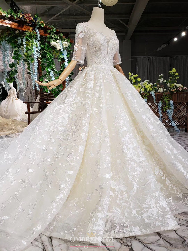 With Sleeves Modest Gowns Uk Modest A Line Wedding Dresses Long Sleeves Satin Embroidered With Sleeves Modest Gowns Uk Modest A Line Wedding Dresses Long Sleeves Satin Embroidered