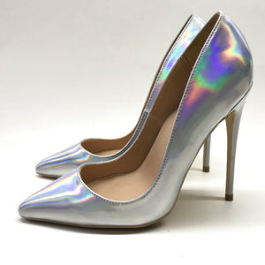 Silver laser high heels, Fashion Evening Party Shoes, yy39