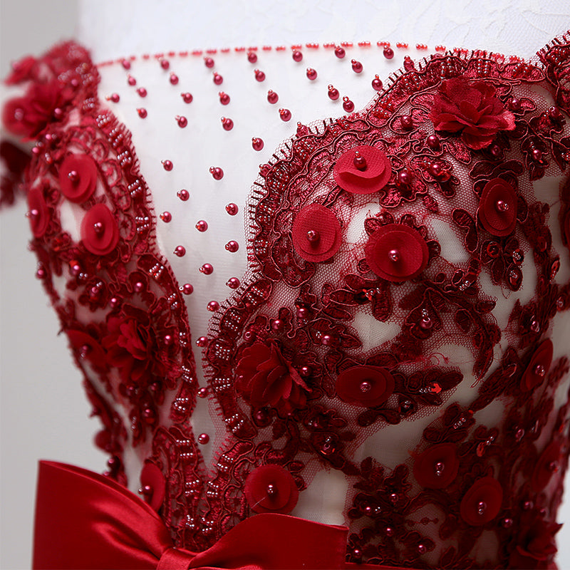 Chic Off The Shoulder Beaded Short Prom Dress With Appliques