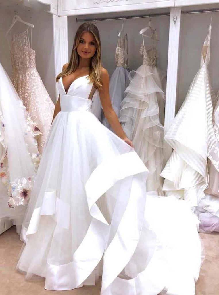 Buy Simple Wedding Dress A Line Deep V Neck Backless Bridal Gown OW392 Buy Simple Wedding Dress A Line Deep V Neck Backless Bridal Gown OW392