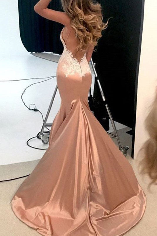 Spaghetti Straps Long Prom Dress Mermaid/Trumpet Cheap Evening Dress OP606