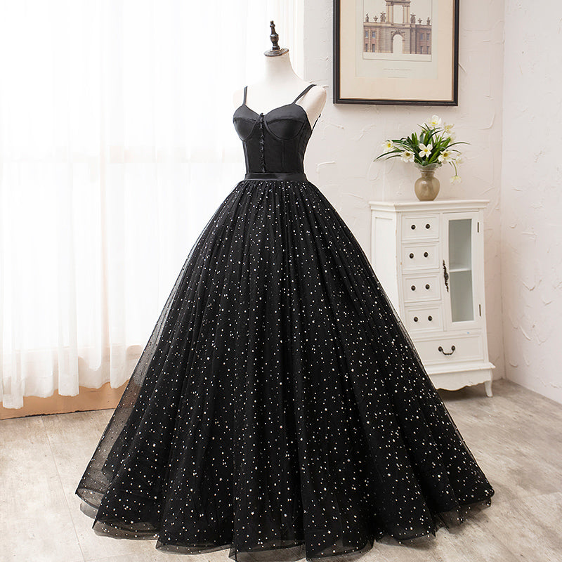 Vintage Ball Gown Lace up Black Princess Prom Dresses Dresses OD911