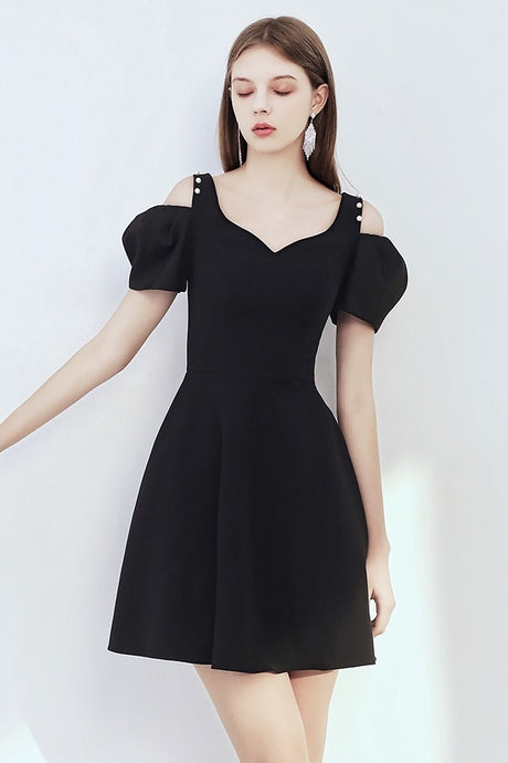 Simple Style Black Short Prom Dresses Vintage Cute Homecoming Dress OMB22