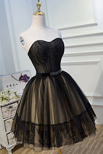 Black Lace Tulle Simple Homecoming Dresses Pretty Short Party Dresses OM916