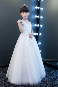 Lovely Princess Tulle Zipper Holiday Girl Dress Flower Girl Dress With Appliques