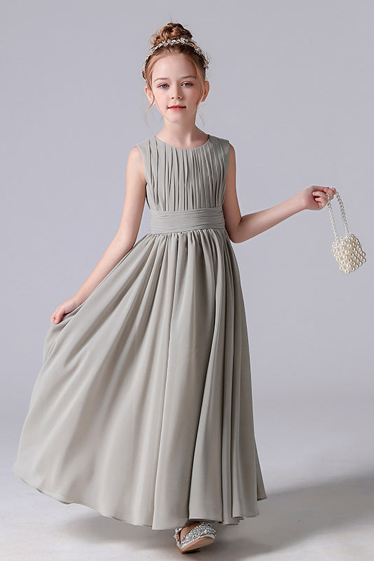Simple A-line Ankle Length Flower Girl Dress With Bowknot