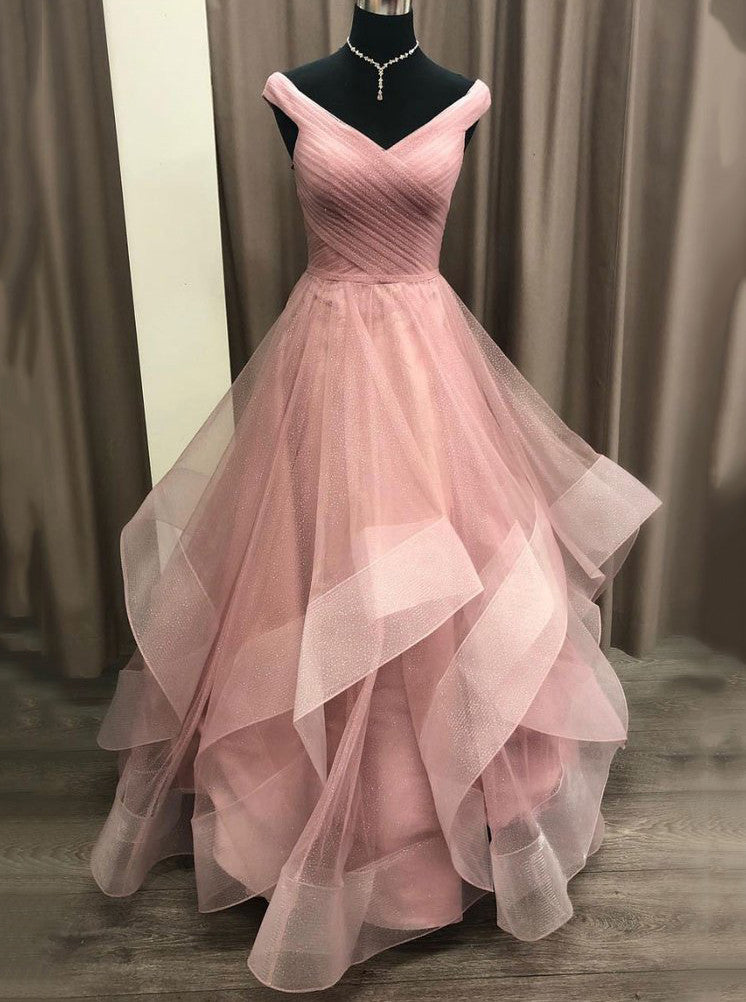 Buy Off Shoulder Tulle Long Prom Dress, Princess Layered Evening Dress OP679 Buy Off Shoulder Tulle Long Prom Dress, Princess Layered Evening Dress OP679
