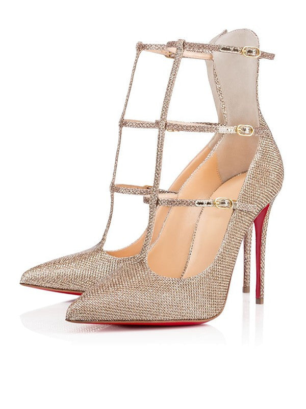 Sparkling Glitter High Heels With Buckle Stiletto Heel OS115