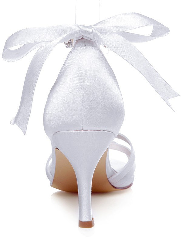 Satin Whit ePeep Toe Silk Wedding Shoes OS124