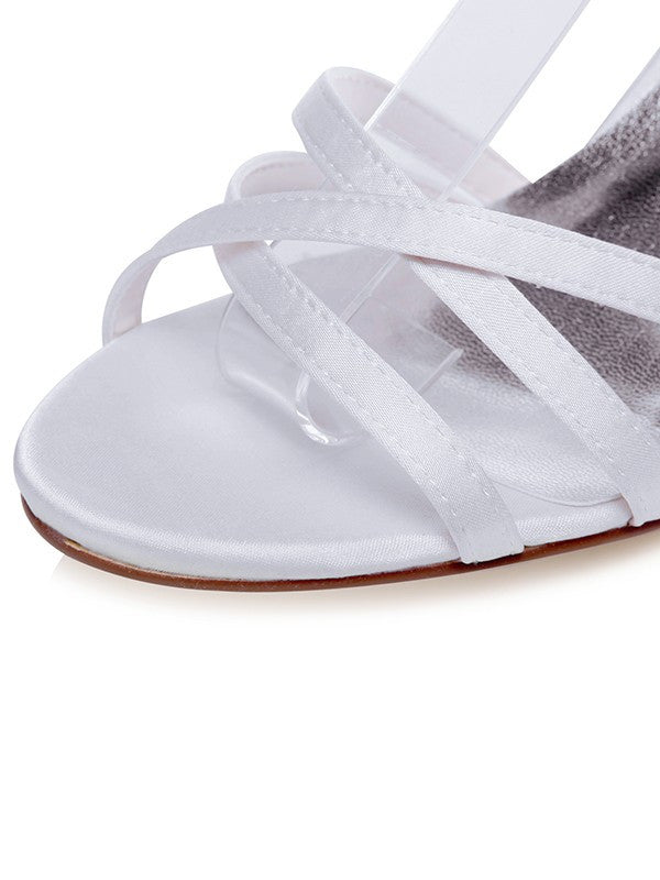 Satin Whit ePeep Toe Silk Wedding Shoes OS124