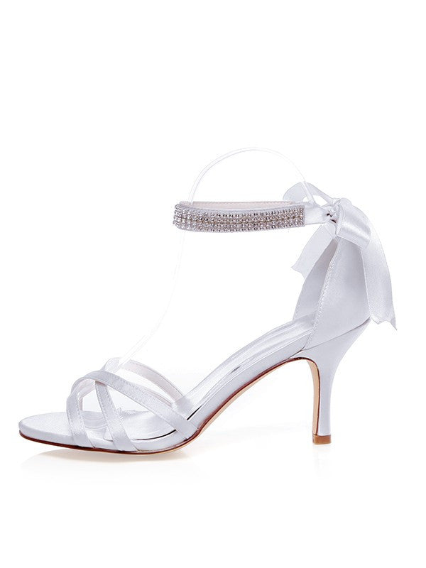 Satin Whit ePeep Toe Silk Wedding Shoes OS124
