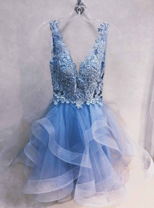 Lace Short Blue Prom Dress Homecoming Graduation Dress OM215