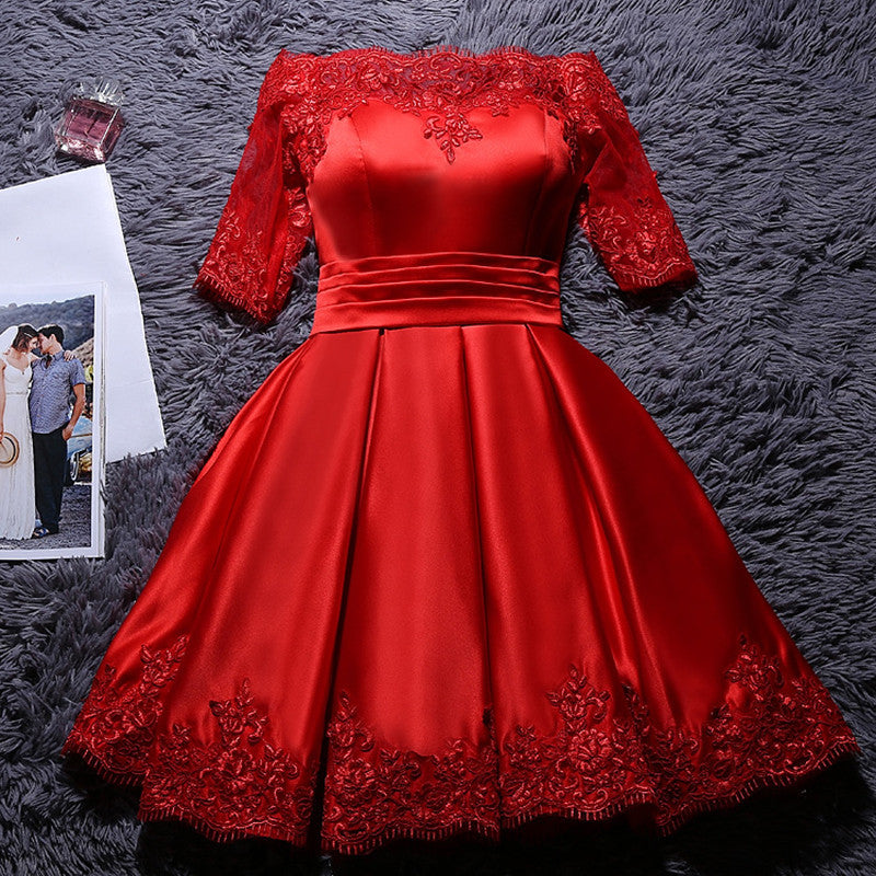 Off Shoulder Short Prom Dresses Homecoming Dress With Sleeve OM541 Off Shoulder Short Prom Dresses Homecoming Dress With Sleeve OM541