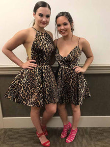 Wild Leopard Print Short Prom Dress A-line Homecoming Dress OM310
