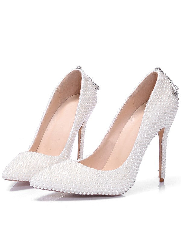 Patent Leather Pearl Rhinestone High Heels OS117