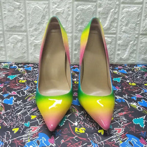 High-heels with colourful patterns, Fashion Evening Party Shoes, yy02