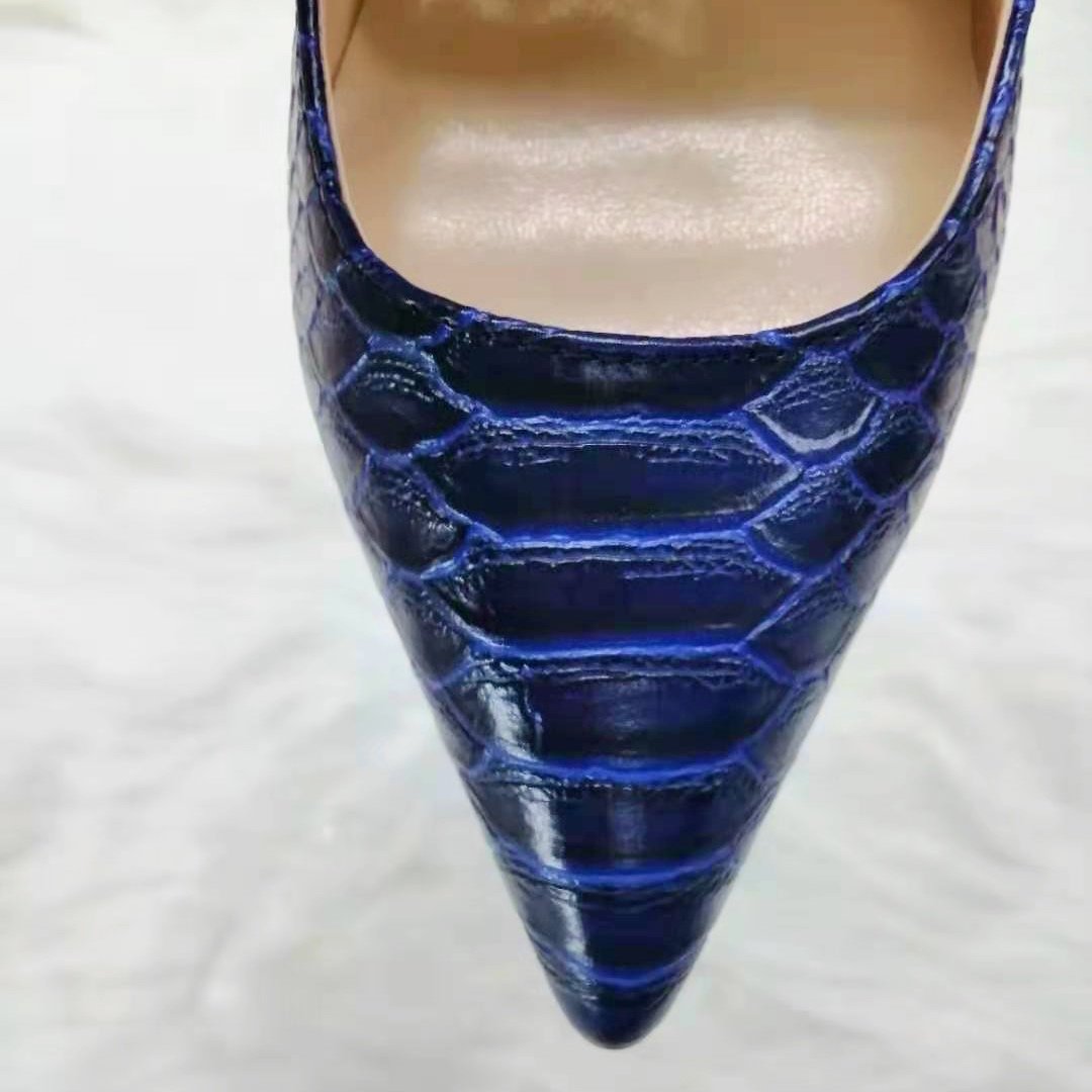 High-heels with dark blue pattern, Fashion Evening Party Shoes, yy27
