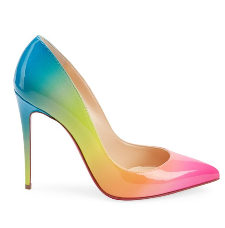 Rainbow-colored high-heels, Fashion Evening Party Shoes, yy04